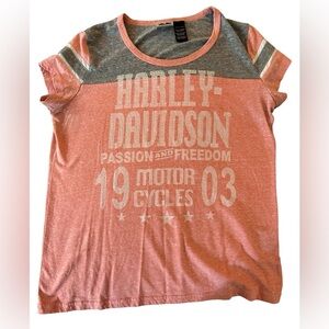 Harley-Davidson Pink and Gray Short Sleeve Tee